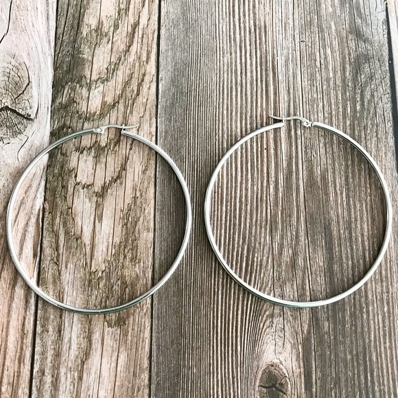 🆕 Xtra Large Hoop Earrings Stainless Steel - Picture 2 of 5